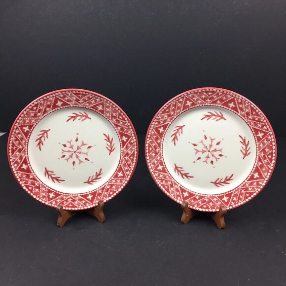 2 - Dansk Nordic Knits Red Scandinavia Lunch Salad Plates 8 inch dia - Picture 2 of 3